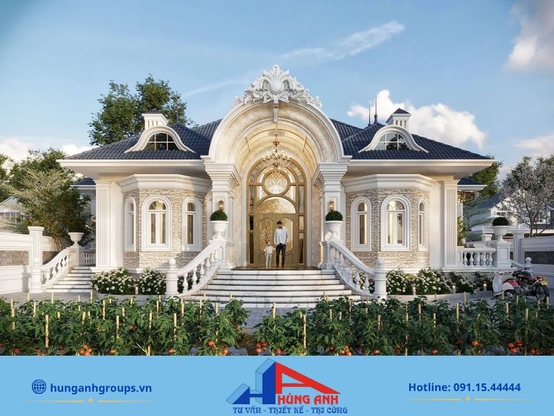 188+ Mẫu thiết kế biệt thự đẹp, đẳng cấp kèm báo giá chi tiết 2026 Thiết kế biệt thự tân cổ điển với gam màu trang nhã, sang trọng.