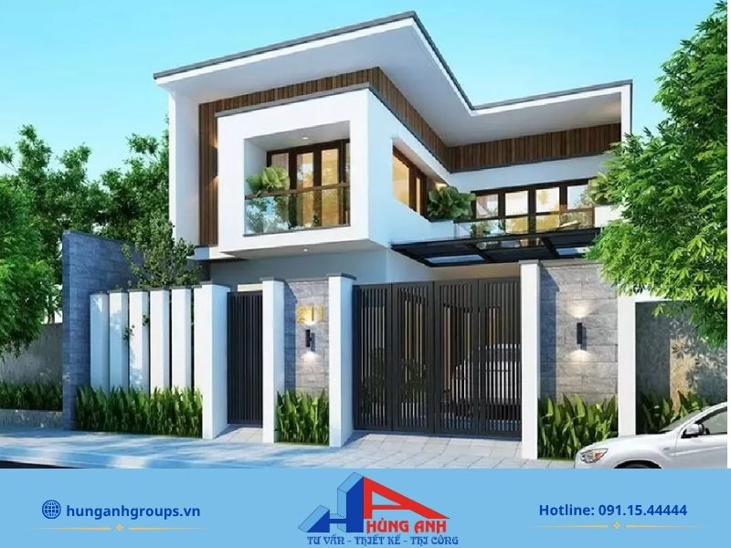 Nhà 2 tầng chữ L tối ưu không gian sinh hoạt