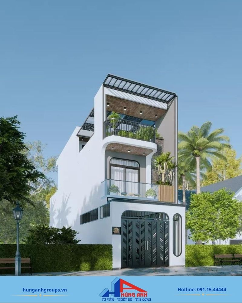 Mẫu nhà phố 2 tầng phong cách tối giản, thiết kế hiện đại