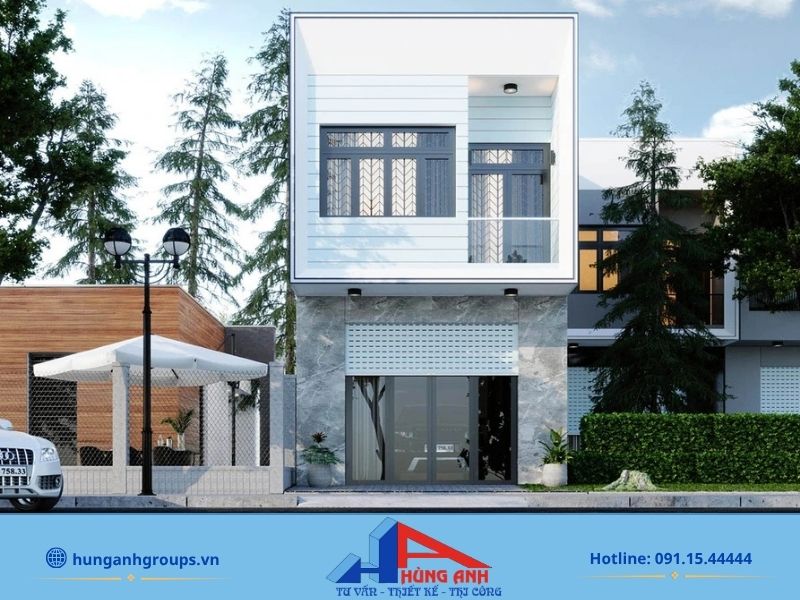 Nhà phố 2 tầng tối giản với không gian sống tiện nghi