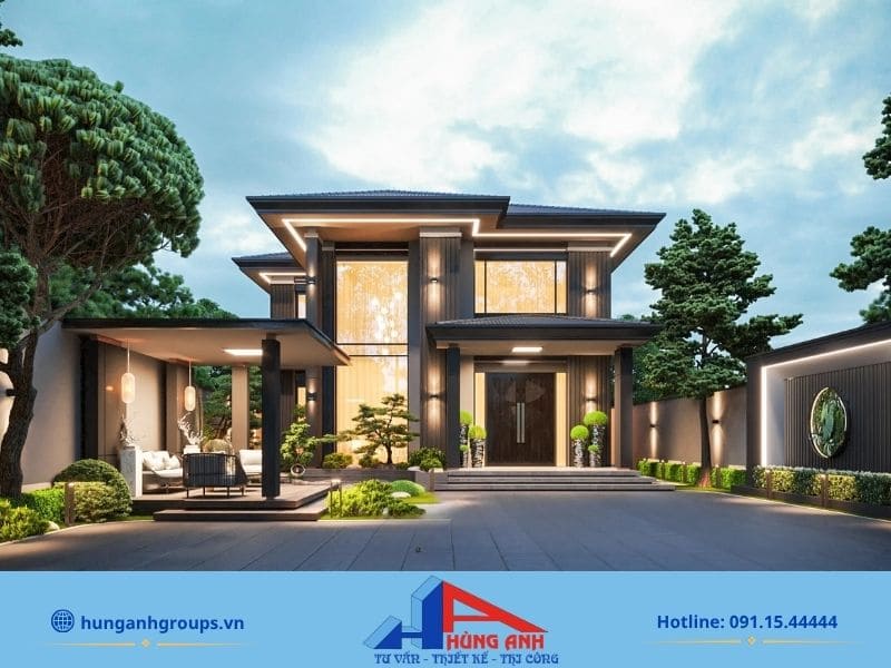 188+ Mẫu thiết kế biệt thự đẹp, đẳng cấp kèm báo giá chi tiết 2026 Mẫu nhà biệt thự 2 tầng kết hợp sân vườn xanh mát