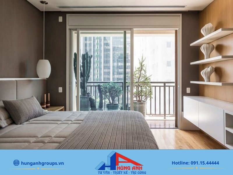 Thiết kế phòng ngủ chung cư đẹp & hiện đại Mẫu phòng ngủ chung cư có ban công với thiết kế sang trọng, hiện đại