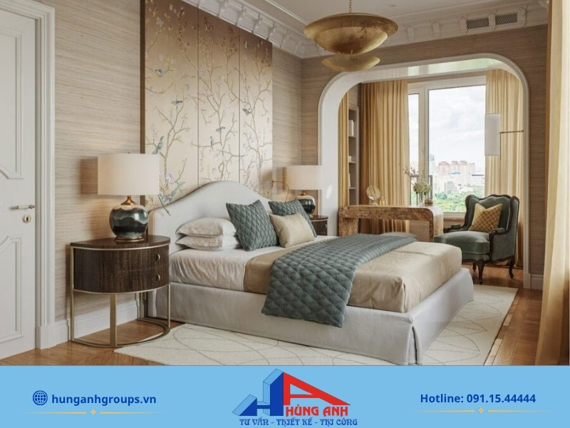 Thiết kế phòng ngủ chung cư đẹp & hiện đại Mẫu phòng ngủ nhà chung cư tân cổ điển sang trọng