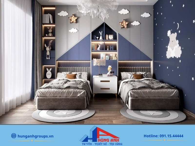 Thiết kế phòng ngủ chung cư đẹp & hiện đại Mẫu thiết kế phòng ngủ nhà chung cư phong cách năng động cho bé trai