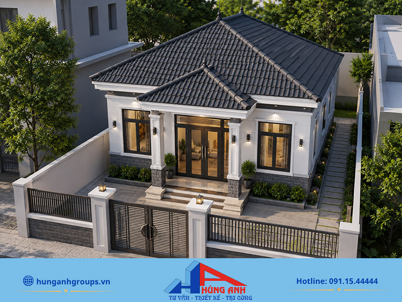 Ưu nhược điểm của thiết kế nhà cấp 4 mái Nhật từ 60 -120m2 Phối cảnh nhà cấp 4 mái Nhật diện tích 60m2