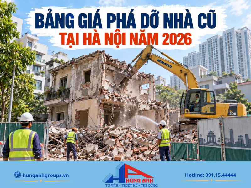 Bảng báo giá chi phí phá dỡ nhà cũ tại Hà Nội năm 2026 luôn được cập nhật chi tiết và minh bạch trước khi thi công.