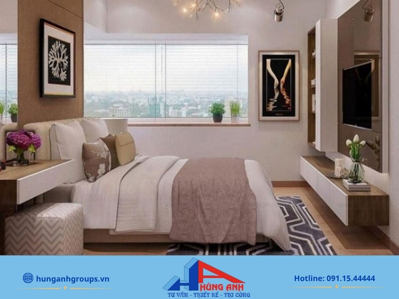 Thiết kế phòng ngủ chung cư đẹp & hiện đại Phòng ngủ nhà chung cư phong cách hiện đại sử dụng vật liệu cao cấp