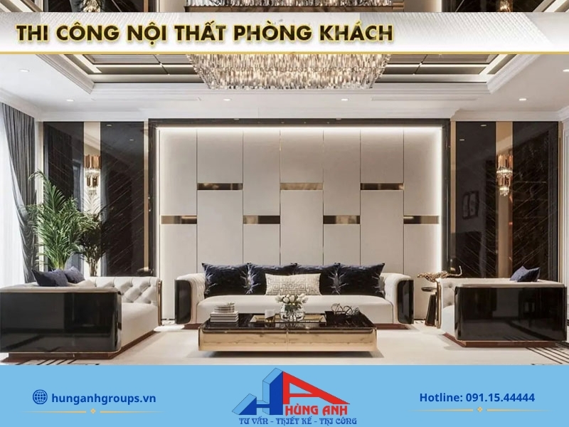 Thiết kế nội thất phòng khách | Báo giá 2026 & 99+ Mẫu đẹp Quy trình thiết kế thi công nội thất phòng khách chuyên nghiệp minh bạch tại Hùng Anh Groups