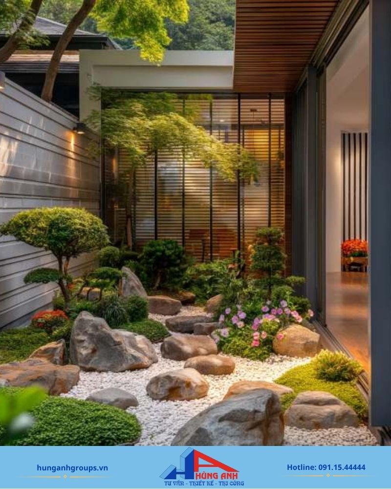 Vườn nhật kết hợp kiến trúc nhà phong cách nhật