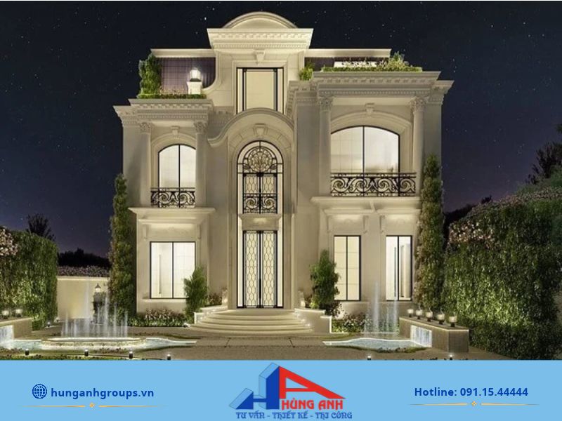 Mẫu thiết kế biệt thự 3 tầng đẹp sang trọng, hiện đại Mẫu thiết kế biệt thự 3 tầng kiểu pháp