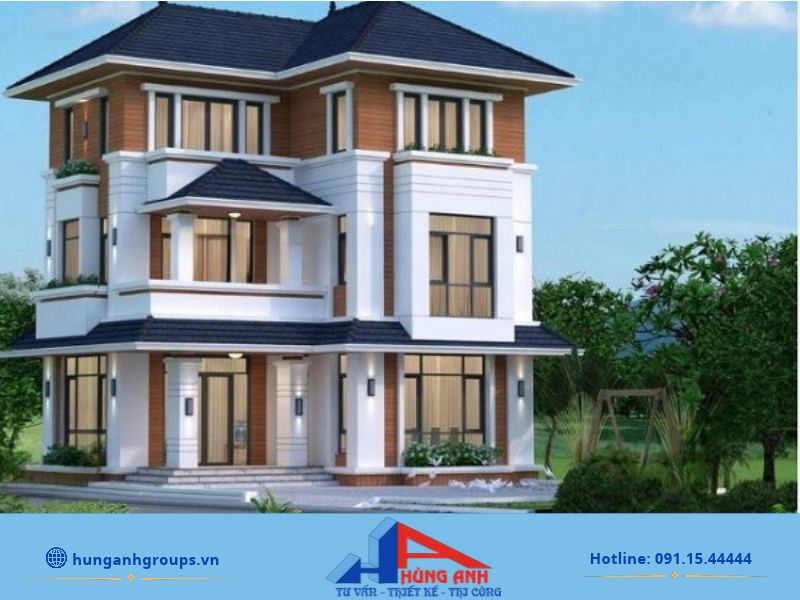 Mẫu thiết kế biệt thự 3 tầng đẹp sang trọng, hiện đại Thiết kế biệt thự 3 tầng ở nông thôn