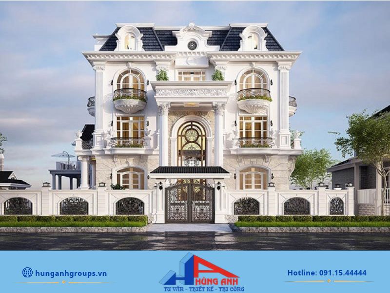 Mẫu thiết kế biệt thự 3 tầng đẹp sang trọng, hiện đại Biệt thự 3 tầng tân cổ điển
