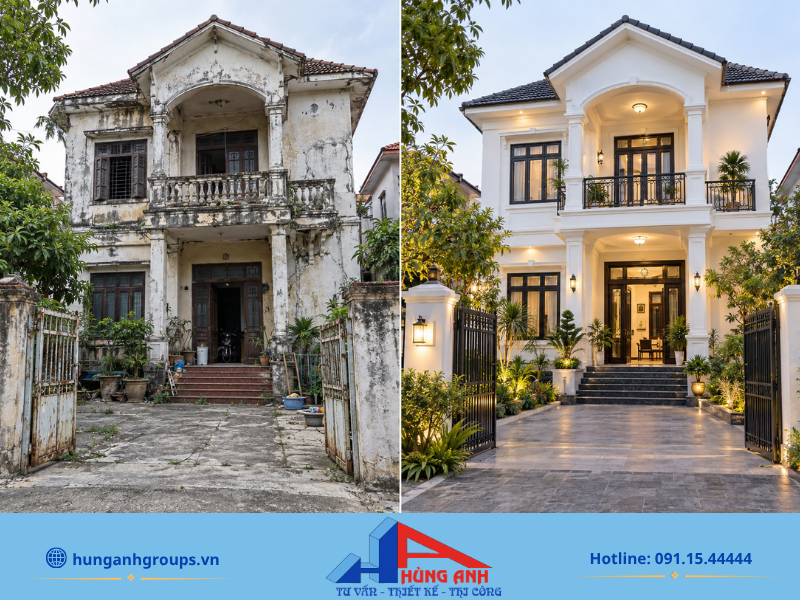 Tùy theo hiện trạng thực tế, gia chủ có thể lựa chọn phương án sửa chữa cục bộ hoặc cải tạo biệt thự toàn diện.
