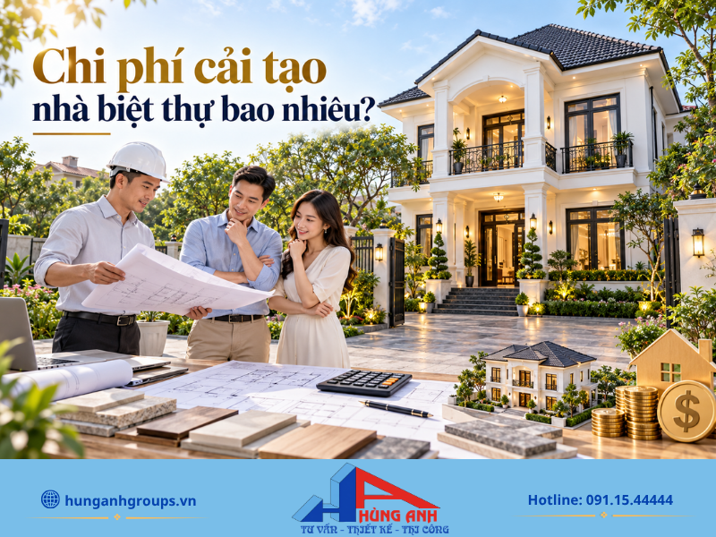 Dự toán chi phí cải tạo nhà biệt thự chi tiết giúp gia chủ chủ động ngân sách và hạn chế tối đa các khoản phát sinh.