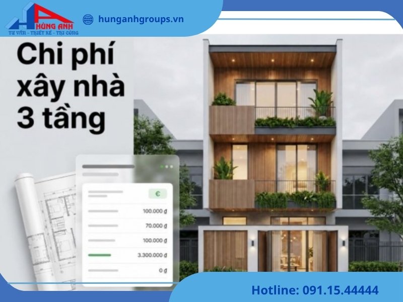 chi phí xây nhà 3 tầng trọn gói tại Hùng Anh Groups