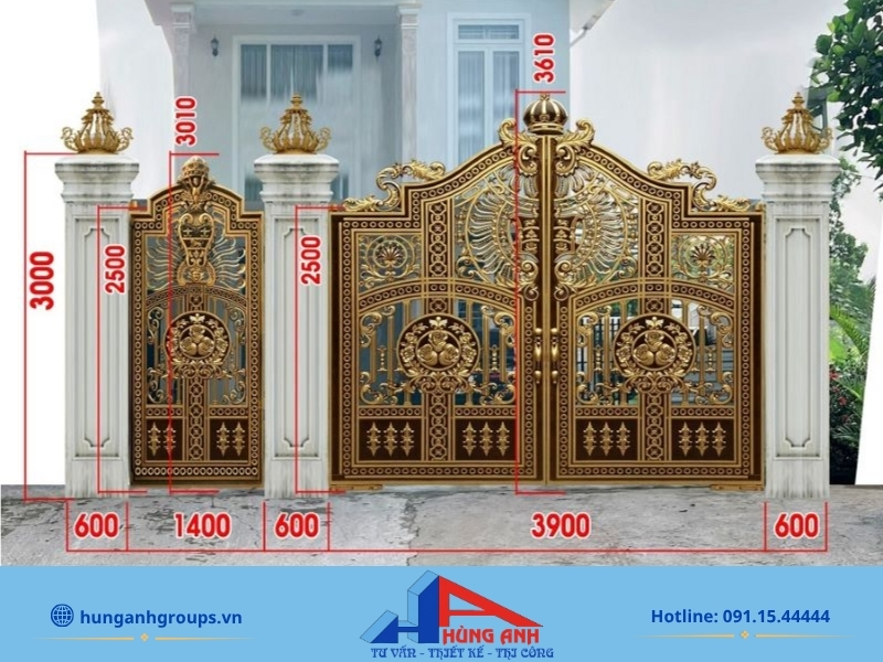 Kích Thước Cổng Nhà Chuẩn Phong Thủy, Đúng Công Năng 2026 Kích thước cổng 1 cánh (cổng phụ/nhà phố nhỏ)