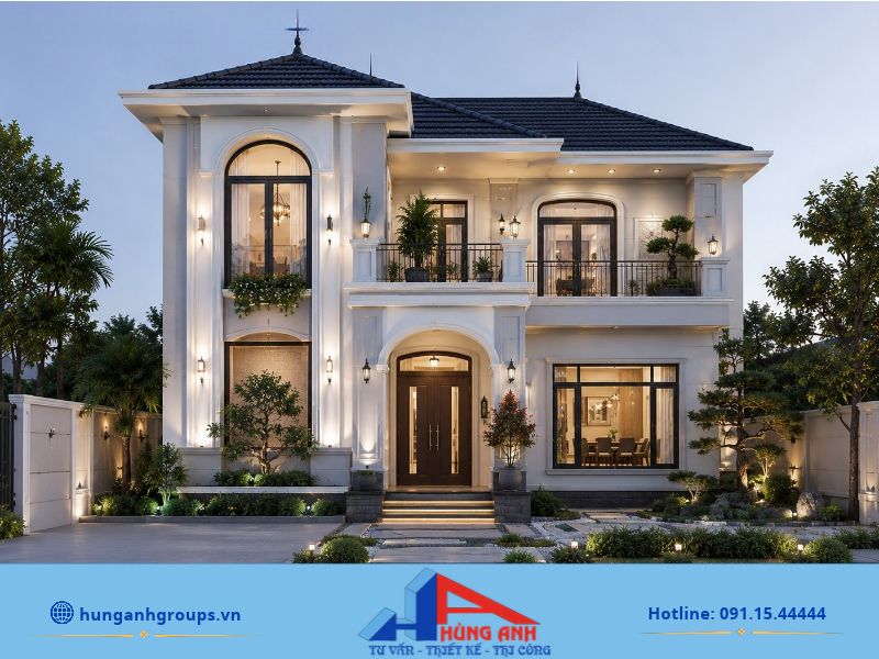Mẫu nhà tân cổ điển 2 tầng đẹp sang trọng