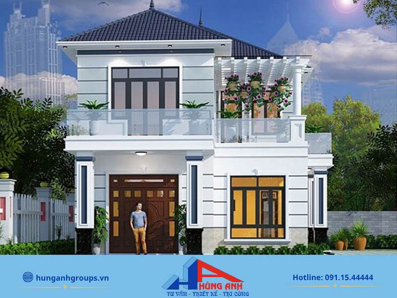 Phối cảnh nhà 2 tầng mái Nhật