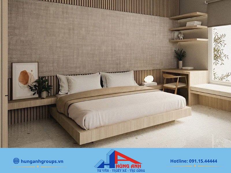 Hùng Anh Group thiết kế nội thất phòng ngủ trọn gói giá rẻ Phòng ngủ theo phong cách Japandi