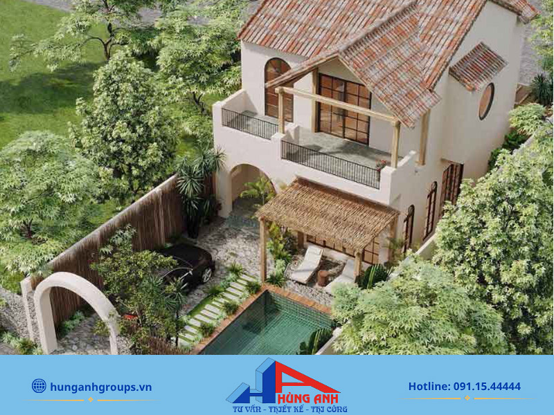 Nhà 2 tầng phong cách Địa Trung Hải