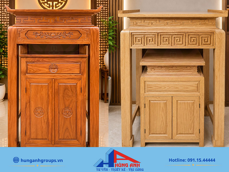 bàn thờ đứng nhỏ gọn kết hợp tủ đựng đồ lễ