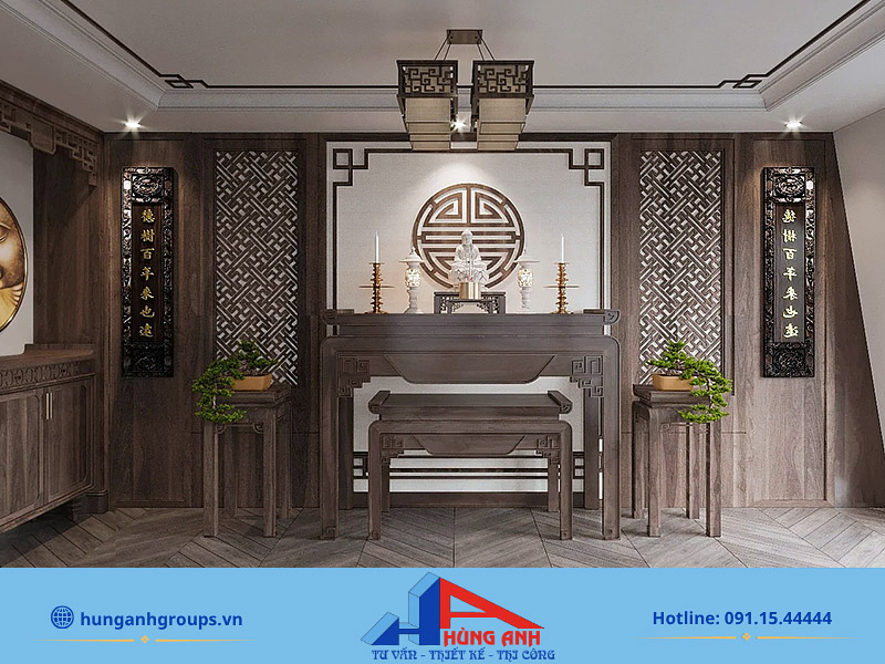 bàn thờ Phật được thiết kế theo phong cách Indochine