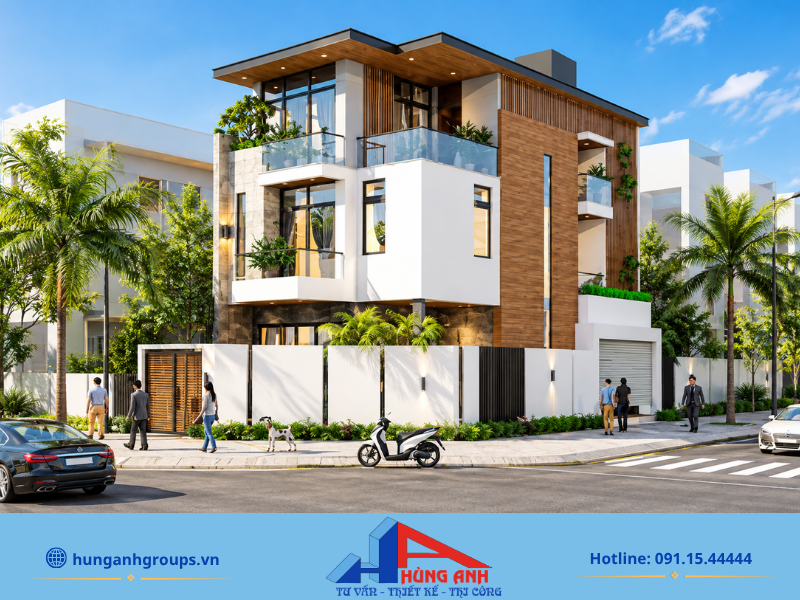 Báo giá xây dựng nhà trọn gói giá rẻ tại Hà Nội cập nhật 2026 nha pho 2 mat tien